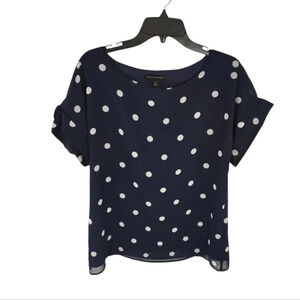 {Banana Republic} Women's Navy Blue White Polka Dot Blouse - Size Medium
